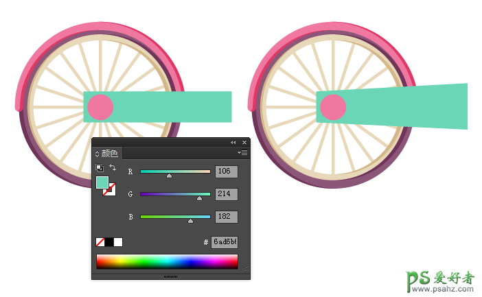 AI手绘教程实例：学习绘制一辆漂亮清新的卡通风格自行车失量图