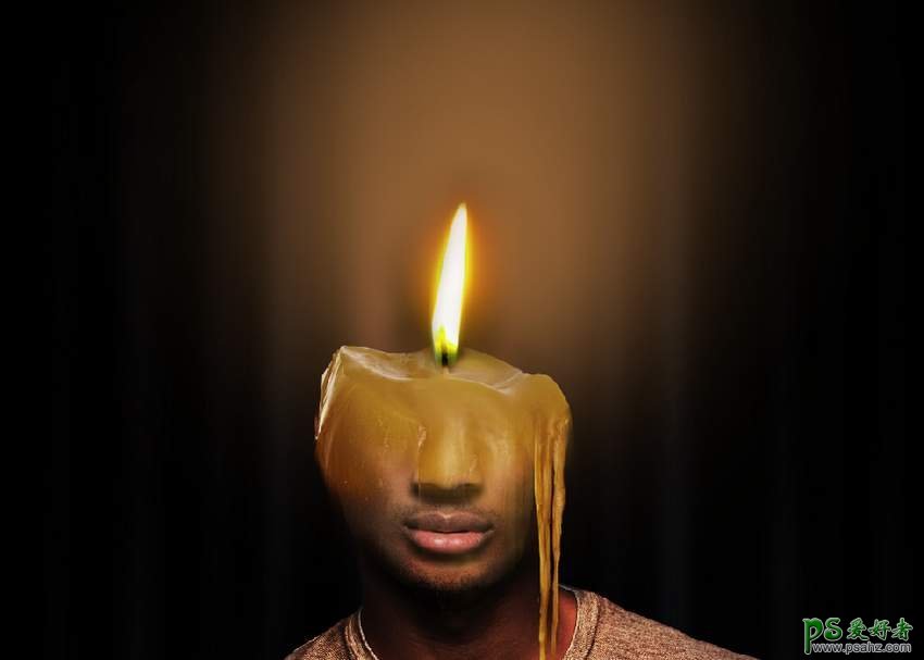 PS头像特效合成：创意打造生动的蜡烛头像,燃烧蜡烛人物头像。
