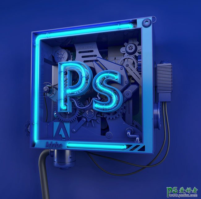 Adobe Photoshop 3D字体设计-霓虹灯3D艺术字设计-3D立体字设计作