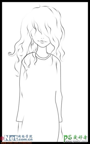 PS鼠绘教程：绘制漂亮的长发小美女，PS鼠绘卡通美女实例教程