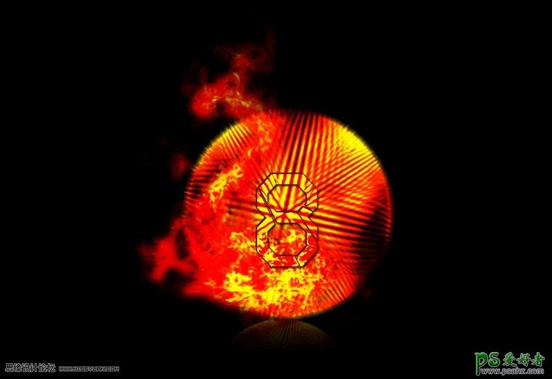 PS特效图片制作实例教程：利用滤镜设计燃烧效果的放射球