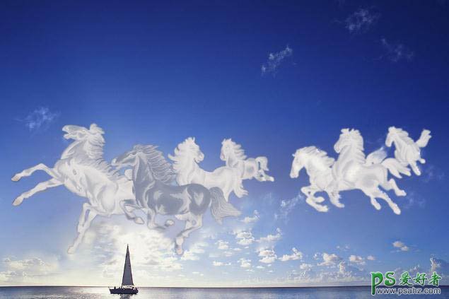 PS合成教程：创意合成天空中奔跑的八骏图