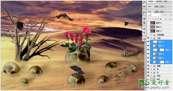 PS场景合成实例：创意打造一幅沙漠死亡之地场景，死亡之花。