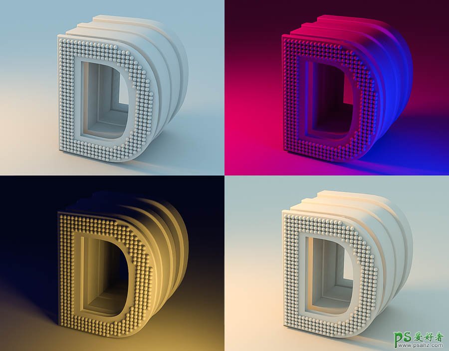 三维设计软件C4D实例技巧教程：教新手学习灯光渲染技巧。