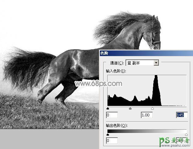 Photoshop创意合成唯美意境效果的水墨画黑马，奔跑的烟雾黑马图