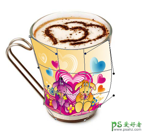 学习用photoshop变形工具及溶图技巧制作漂亮的咖啡杯贴图。