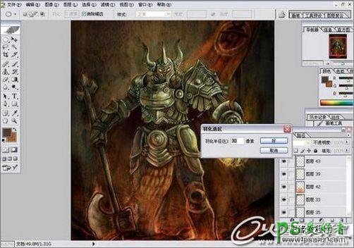 PS鼠绘教程：手绘穿着厚重盔甲的武士游戏人物形象