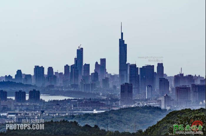 PS风光大片后期美化：给严重雾霾城市的风景图片制作出高清晰效果