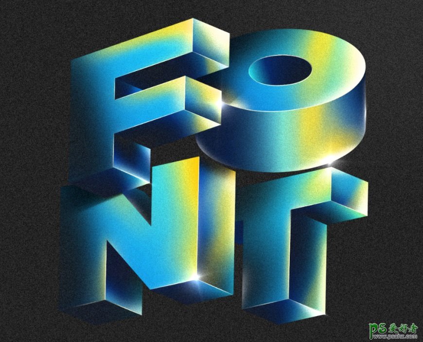 ai与ps结合制作出复古青色立体字,大气的3D字效,三维立体字效。