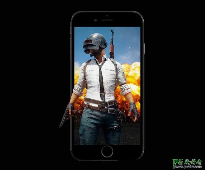 Photoshop制作冲出手机屏幕的战士,战争场景中的战士。