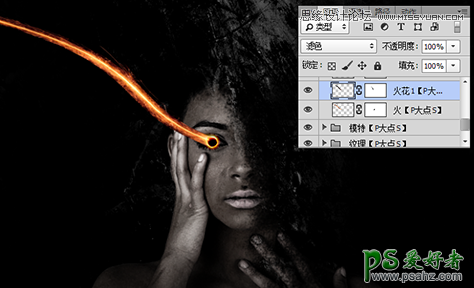 PS人像合成实例教程：创意合成另类风格的火焰光线眼球的魔鬼少女