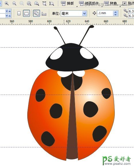 CorelDraw手绘教程：学习绘制逼真的七星瓢虫失量图素材。