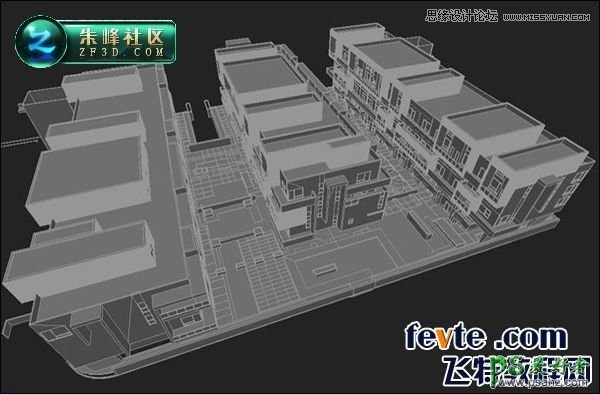 3DSMAX楼房建筑模型效果图，制作小区室外效果图