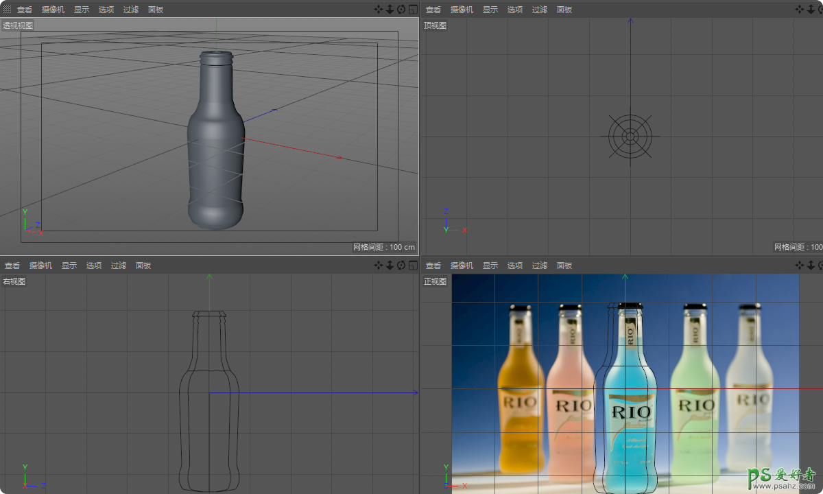C4D渲染教程：详细讲解啤酒瓶模型渲染，掌握克隆，旋转等技能