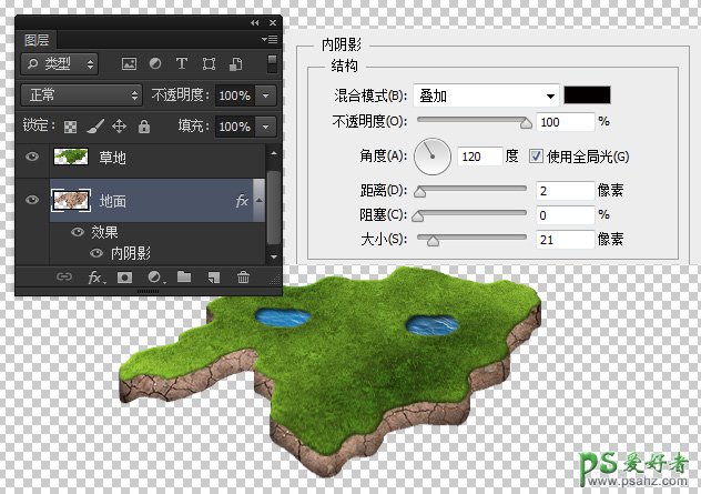 利用各种photoshop素材笔刷合成出卡通3D地图效果