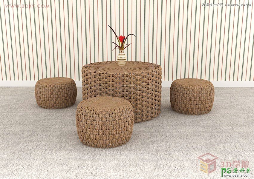 3DMAX制作漂亮的竹藤编织效果的家具模型教程