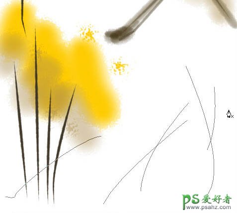PS鼠绘教程：手绘一张漂亮的写意花鸟水墨画，写意国画图