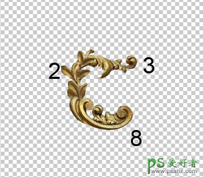 photoshop设计漂亮的金色雕刻花纹字，金色浮雕花纹字