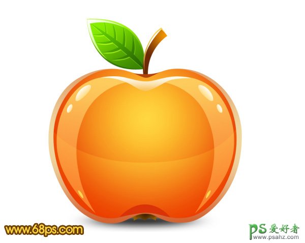 photoshop轻松绘制漂亮的水晶橙色苹果失量素材图片