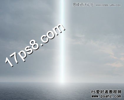 photoshop合成射入大海的一道光柱-合成海边魔法光束场景