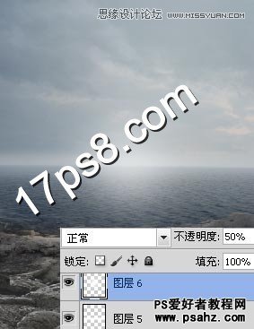 photoshop合成射入大海的一道光柱-合成海边魔法光束场景