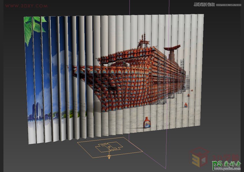 3DMAX百叶窗广告制作教程：打造动画风格的户外翻页广告牌效果