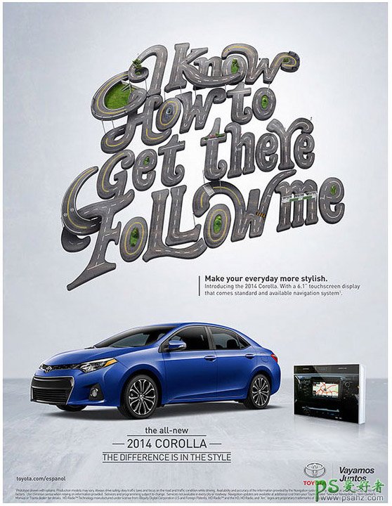趣味文字汽车宣传海报设计，个性文字展示的汽车海报。