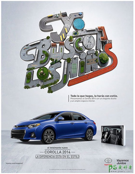 趣味文字汽车宣传海报设计，个性文字展示的汽车海报。