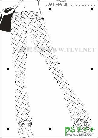 CorelDRAW手工制作半调图案背景中的性感长腿摩登少女人像图片