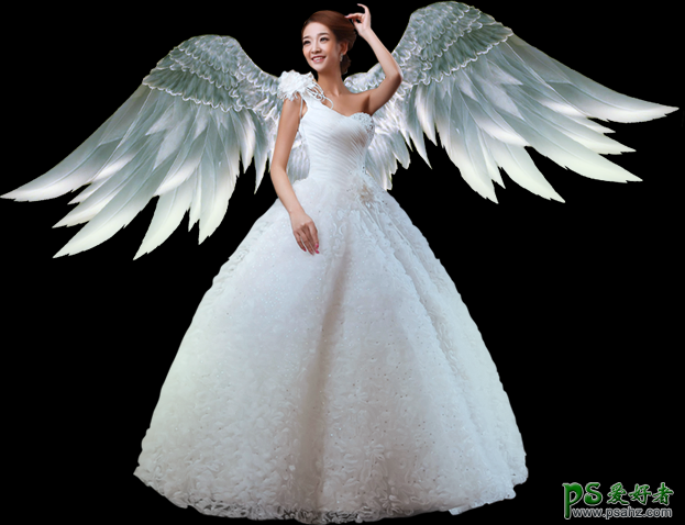 Photoshop创意合成白衣天使少女在密林深处拍摄唯美写真的场景。