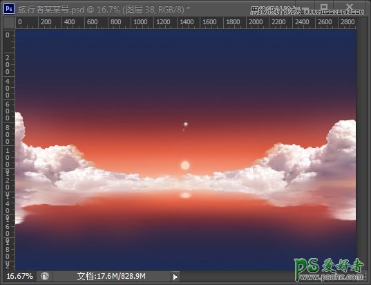 Photoshop设计简洁风格云朵桌面壁纸，梦幻天空高清桌面壁纸制作