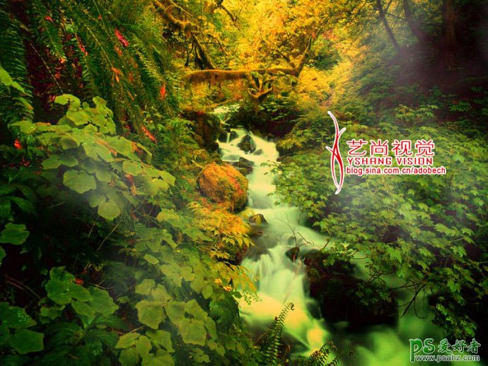 photoshop给一幅森林梦幻风景照调出柔和的色彩