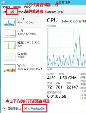 Win8如何使用资源监视器查看进程网络连接状况