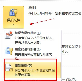 Word2010如何进行限制编辑设置2