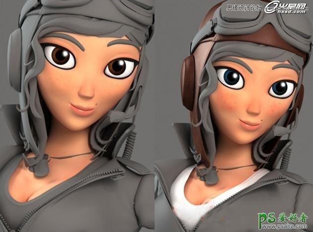 3ds Max鼠绘三维质感的美女飞行员角色模型，卡通飞行员安妮模型