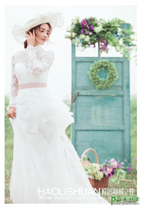 Photoshop给浪漫的情侣外景婚纱照调出清新柔和的色彩