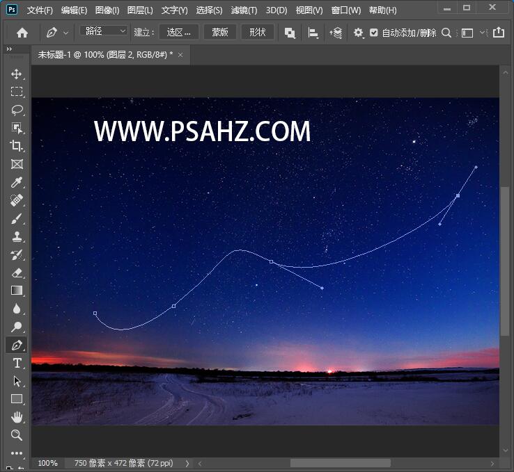 PS滤镜特效教程：给一幅傍晚星空照片制作成漂亮的北极极光效果