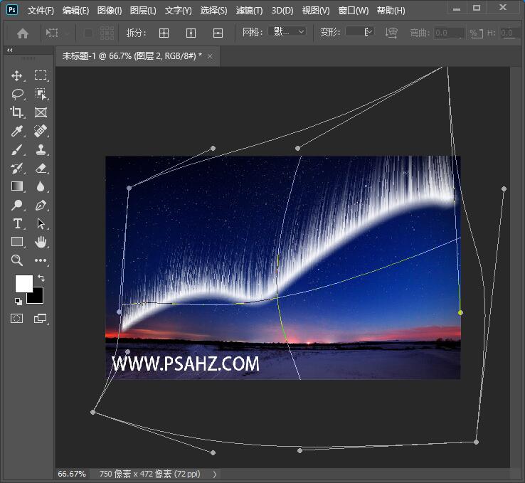 PS滤镜特效教程：给一幅傍晚星空照片制作成漂亮的北极极光效果