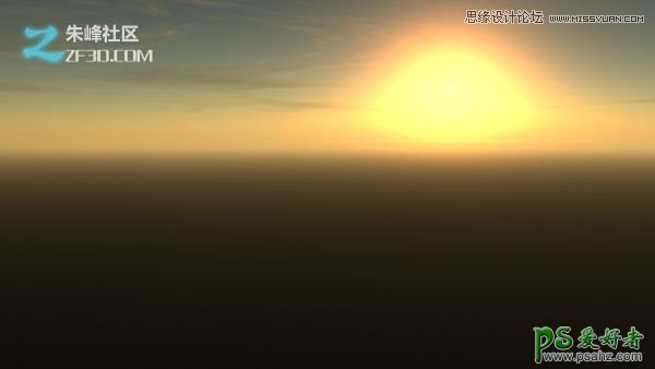 3dsmax设计一张梦境般海平面美丽的日落场景效果图