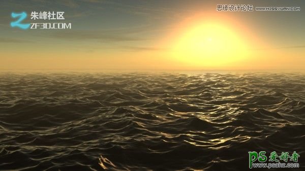 3dsmax设计一张梦境般海平面美丽的日落场景效果图