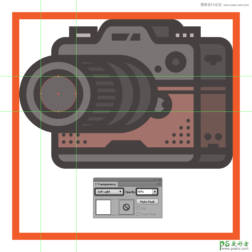 Illustrator手绘扁平化风格的数码相机图片-复古相机失量图