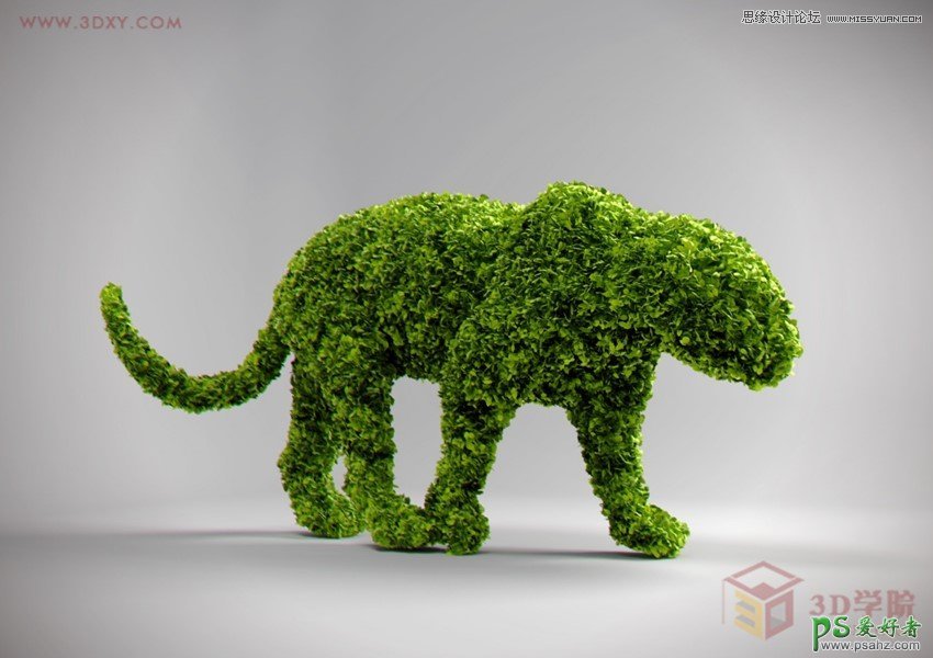 3ds MAX建模教程：巧用粒子流制作漂亮的草雕动物