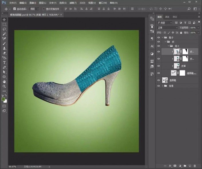 利用PS合成技术制作一款个性的鳄鱼高跟鞋创意图片，鳄鱼鞋。