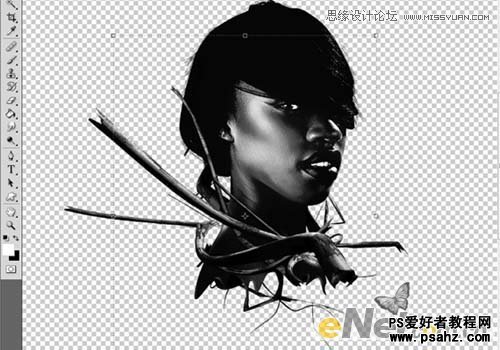 photoshop设计抽象发光的金属质感美女头像效果图教程