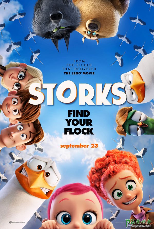 国外卡通动画电影《逗鸟外传Storks》创意宣传海报设计作品欣赏