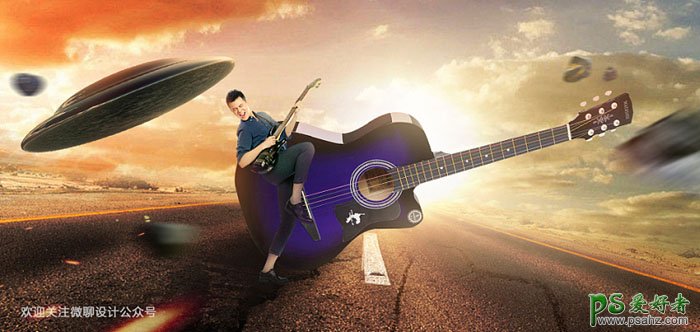 PS音乐海报制作教程：设计一张动感十足的摇滚吉它音乐海报图片