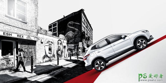 非常有视觉冲击效果的汽车海报设计，创意大气的汽车视觉海报作品