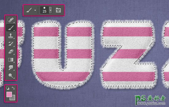 PS个性文字制作：利用图层样式及画笔设计布艺字-可爱的毛巾文字