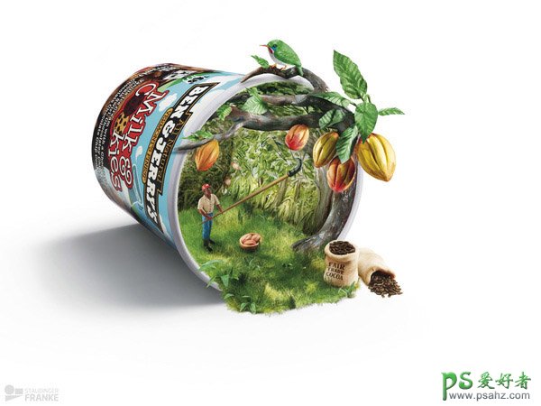 原生态创意产品宣传广告设计，生态产品合成设计作品欣赏。