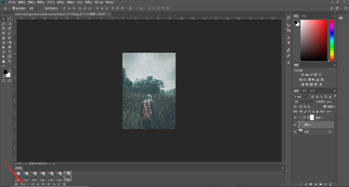 利用ps时间轴来给风景照制作出逼真的下雨效果,下雨的动态效果图